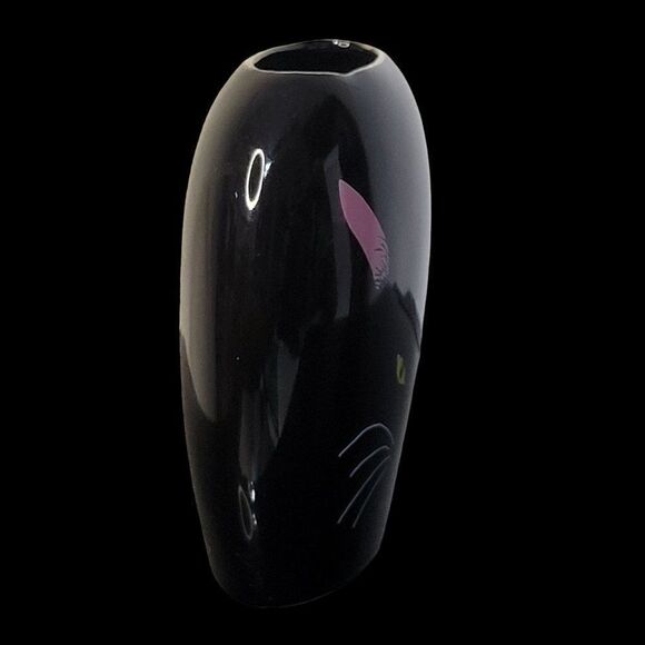 Vintage Otagiri Ceramic Vase Black Cat Face - Picture 3 of 8